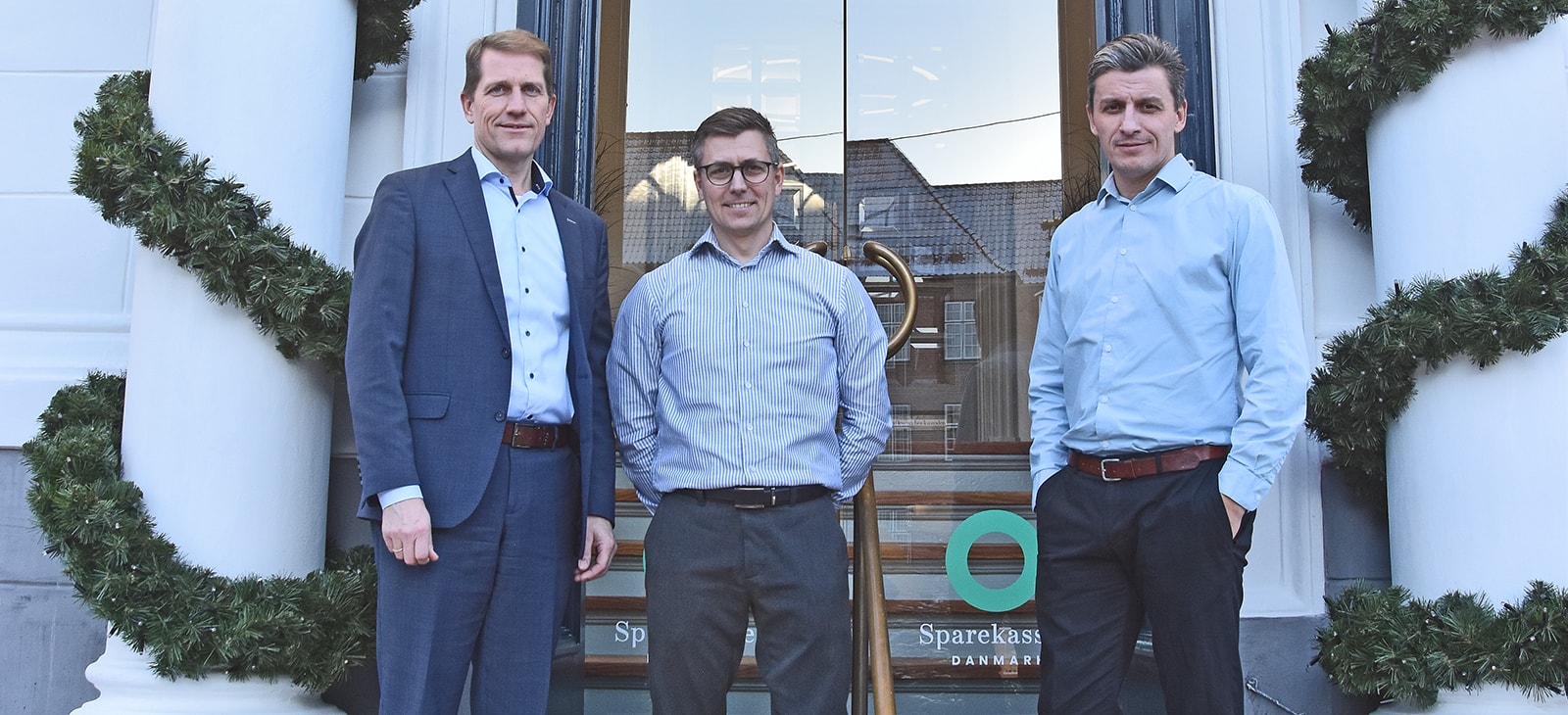 Ledelsen i Viborg: Erhvervsdirektør i regionen Lars Nørby Rasmussen, afdelingsdirektør for Erhverv Viborg, Dennis Sloth Pallesen, og afdelingsdirektør for Privatkundeafdelingen i Viborg, Christian Holm Forsberg.